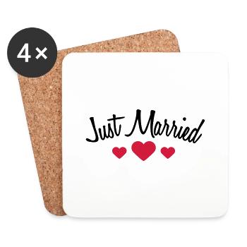 Just Married Hearts Logo Design - Dessous de verre (lot de 4) - blanc - Devant