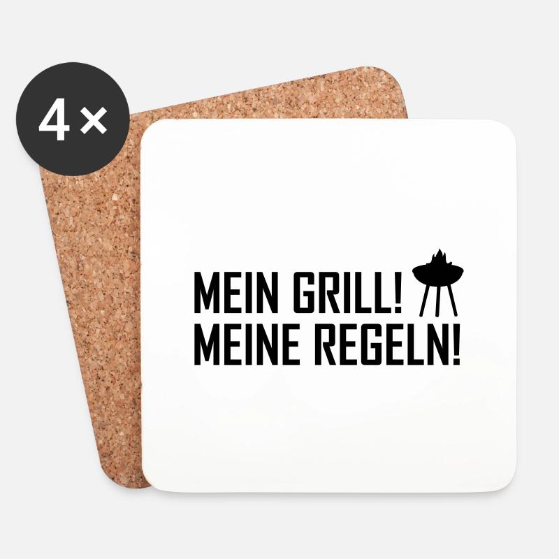mein grill meine regeln - Untersetzer (4er-Set) - Weiß