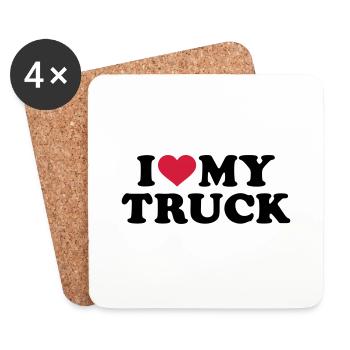 I love my Truck - Dessous de verre (lot de 4) - blanc - Devant