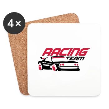 Voiture de l'équipe de course - Dessous de verre (lot de 4) - blanc - Devant
