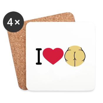 i love ass herz liebe logo rund nackte frau sexy a - Untersetzer (4er-Set) - Weiß - Vorne