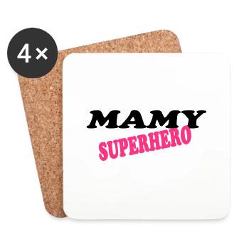 Mamy superhero - Coasters (set of 4) - white - Front