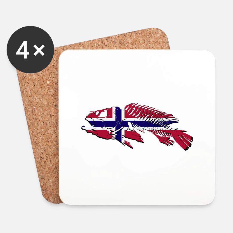 Norway Fishing - Untersetzer (4er-Set) - Weiß