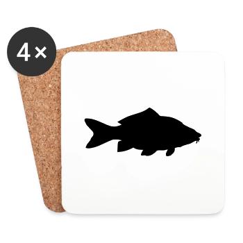 Karpfen - Fisch - Fish - Untersetzer (4er-Set) - Weiß - Vorne