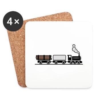 dampflok chemin de fer train de marchandises de jo - Dessous de verre (lot de 4) - blanc - Devant
