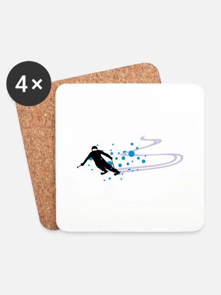 Sport - Skifahrer - Untersetzer (4er-Set) - Weiß