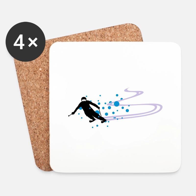 Sport - Skifahrer - Untersetzer (4er-Set) - Weiß