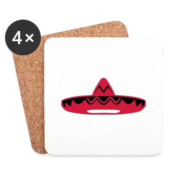 chapeau mexicain 200 - Dessous de verre (lot de 4) - blanc - Devant