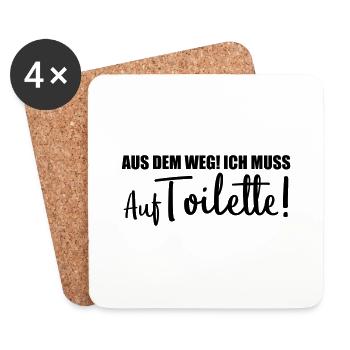 aus dem weg auf toilette design - Untersetzer (4er-Set) - Weiß - Vorne