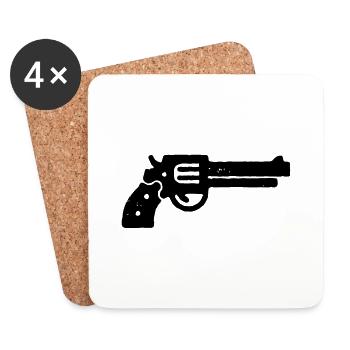 Magnum Gun Stencil - Coasters (set of 4) - white - Front