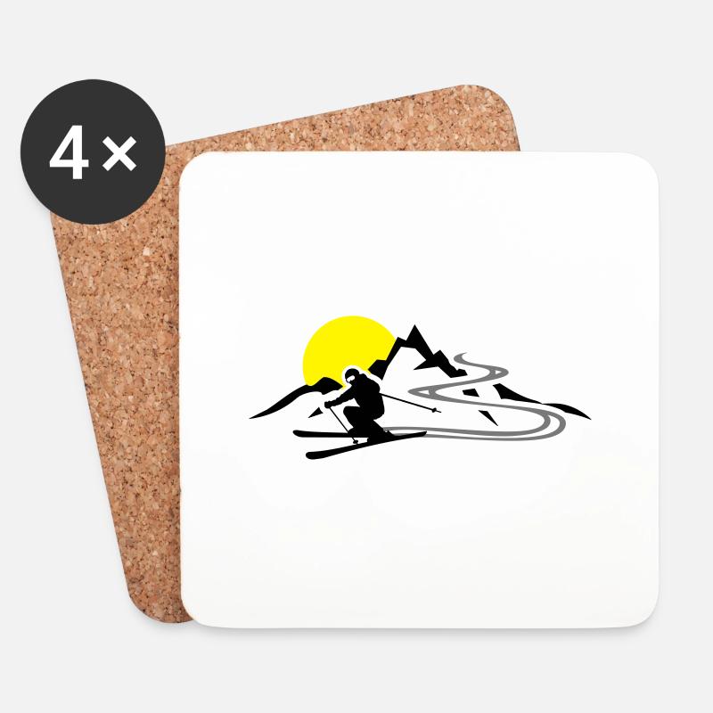 Winter - Skifahrer Berge - Untersetzer (4er-Set) - Weiß
