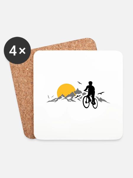 Sport - Radfahrer Berge - Untersetzer (4er-Set) - Weiß