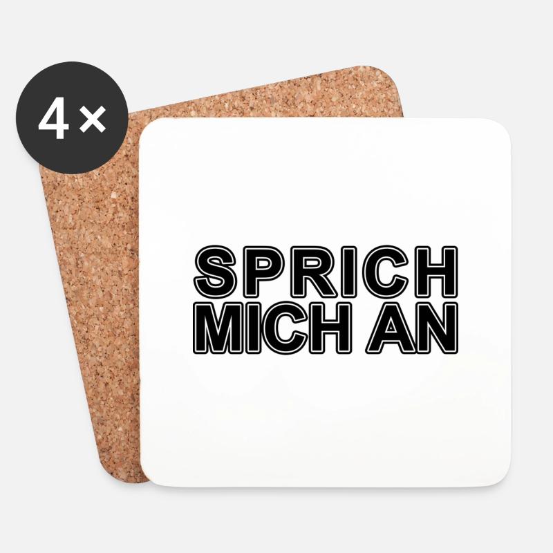Sprich mich an Spruch Party - Untersetzer (4er-Set) - Weiß