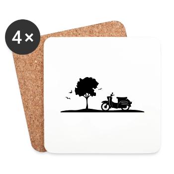 Fahrzeug - Schalbe Baum - Untersetzer (4er-Set) - Weiß - Vorne