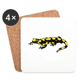 Salamandre tachetée I - Dessous de verre (lot de 4) - blanc - Devant