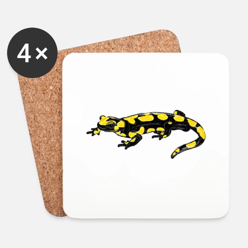 Feuersalamander / Fire Salamander I - Untersetzer (4er-Set) - Weiß