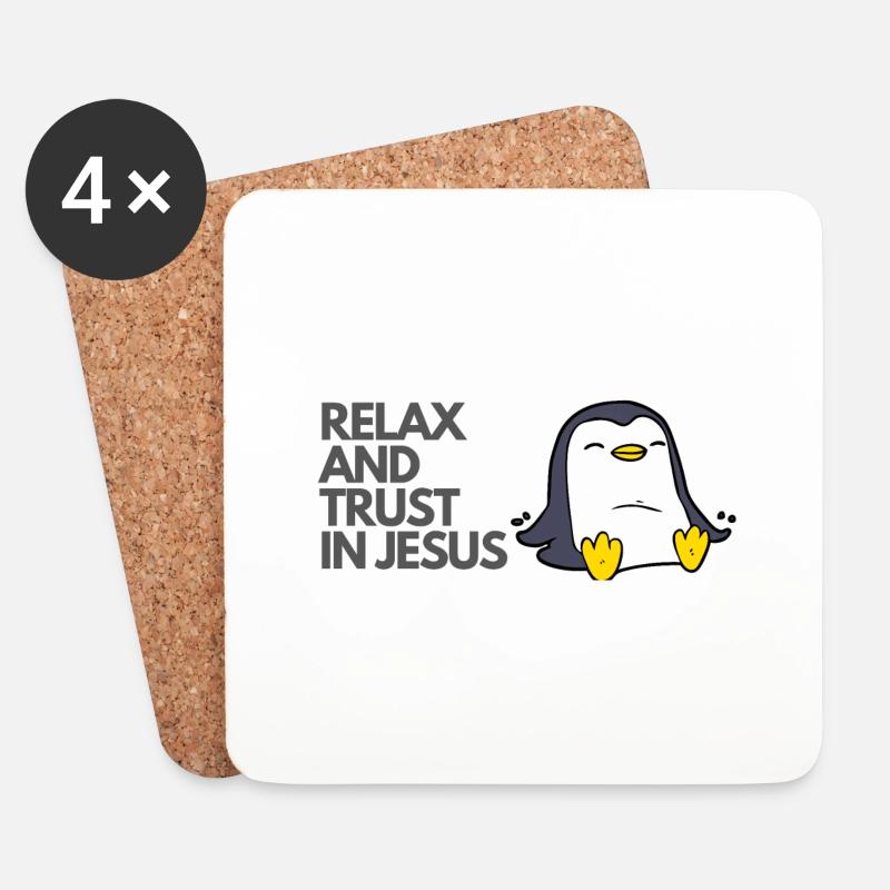 Relax und vertraue in Jesus Christus - Christentum - Untersetzer (4er-Set) - Weiß