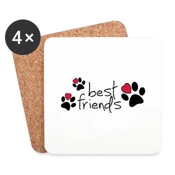Meilleur ami de Slagon, j'aime mon chien ou mon chat. - Dessous de verre (lot de 4) - blanc - Devant