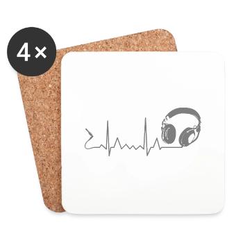 Kopfhörer Herzschlag Puls Beat EKG Musik - Untersetzer (4er-Set) - Weiß - Vorne