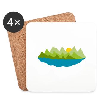 Landscape - trees - lake - Coasters (set of 4) - white - Front