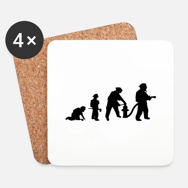 Evolution des Feuerwehrmanns - Untersetzer (4er-Set) - Weiß