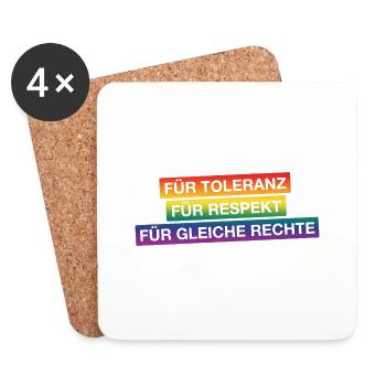 LGBTIQ Für Toleranz, Respekt - Untersetzer (4er-Set) - Weiß - Vorne