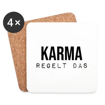 Karma regelt das Spruch lustig Inspiration - Untersetzer (4er-Set) - Weiß - Vorne