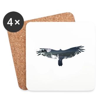Adler, Vogel, Berge, Tiermotiv, Mond, Landschaft - Untersetzer (4er-Set) - Weiß - Vorne