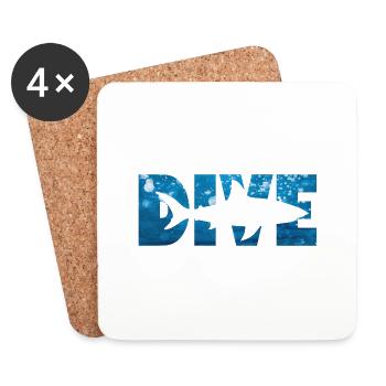 Dive Shark - Untersetzer (4er-Set) - Weiß - Vorne
