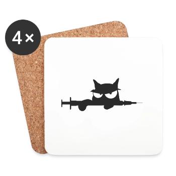 Ärgerliche Katze mit Spritze 1 - Untersetzer (4er-Set) - Weiß - Vorne