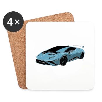 Voiture de sport bleu - Dessous de verre (lot de 4) - blanc - Devant
