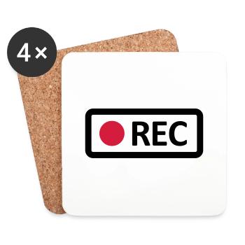 Camera REC recording button. Record, live, rec - Coasters (set of 4) - white - Front