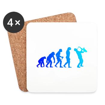 Saxophone Evolution Saxophonist Sax Men Boys - Coasters (set of 4) - white - Front