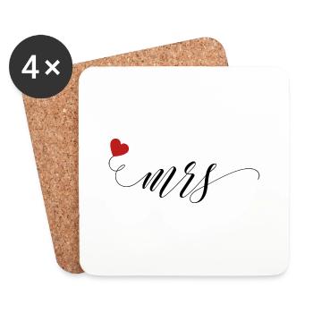 madame mrs t-shirt couple - Dessous de verre (lot de 4) - blanc - Devant