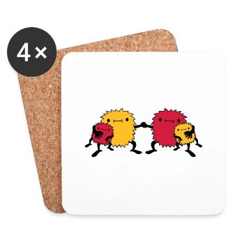 4 Monster Familie - Untersetzer (4er-Set) - Weiß - Vorne