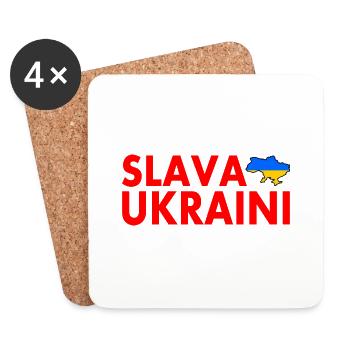 Slava ukraini - Untersetzer (4er-Set) - Weiß - Vorne