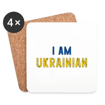 Je suis le contour du drapeau grunge ukrainien - Dessous de verre (lot de 4) - blanc - Devant