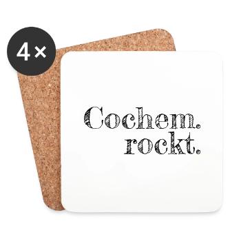 Cochem rockt - Textdesign mit Stadtnamen - Untersetzer (4er-Set) - Weiß - Vorne