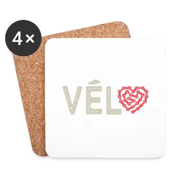 j aime le vélo velo vélos velos - Dessous de verre (lot de 4) - blanc - Devant