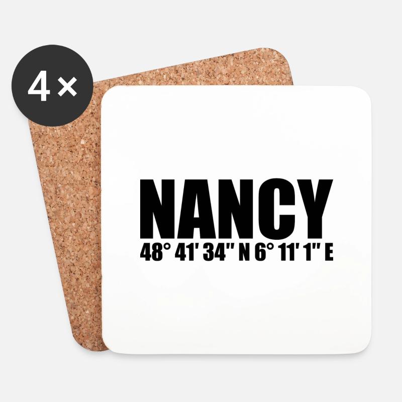 Nancy Koordinaten - Untersetzer (4er-Set) - Weiß