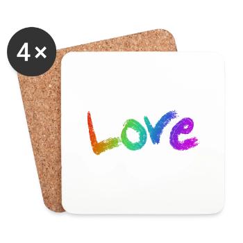 Love Text Rainbow - Untersetzer (4er-Set) - Weiß - Vorne