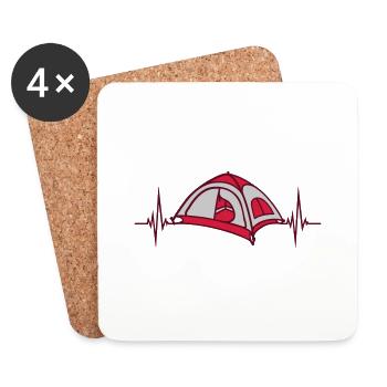 Puls Camping Tent Heartbeat - Coasters (set of 4) - white - Front