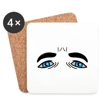 Blue Sad Eyes Design - Coasters (set of 4) - white - Front
