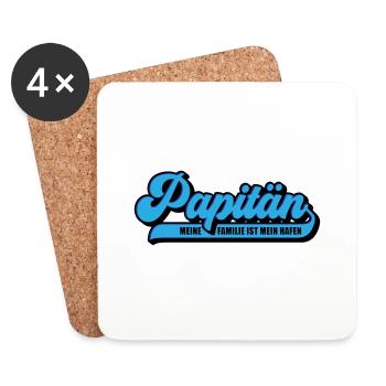 Farben änderbar | Papitän Papa Kapitän Vatertag - Untersetzer (4er-Set) - Weiß - Vorne