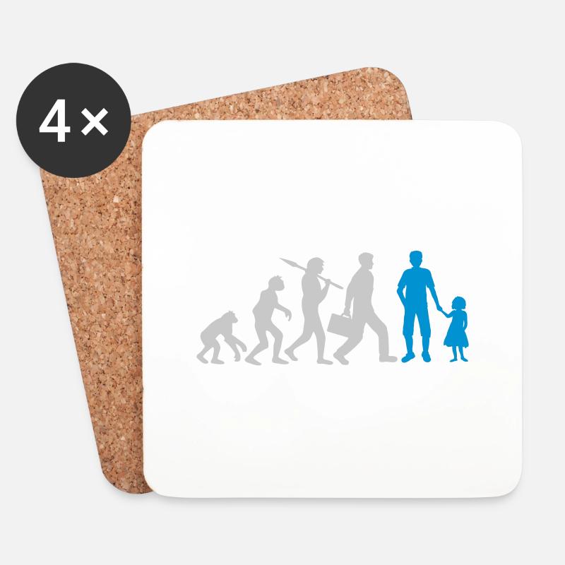 Evolution Papa Tochter Kind - Untersetzer (4er-Set) - Weiß