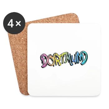 Dortmund, Allemagne, ville, graffiti pulvérisateur - Dessous de verre (lot de 4) - blanc - Devant