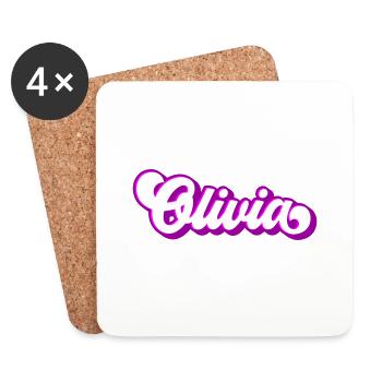 Farben änderbar | Olivia Schöner Mädchen Name - Untersetzer (4er-Set) - Weiß - Vorne