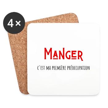 manger c'est ma première préoccupation - Dessous de verre (lot de 4) - blanc - Devant