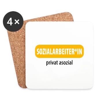 Soziale Arbeit - Untersetzer (4er-Set) - Weiß - Vorne