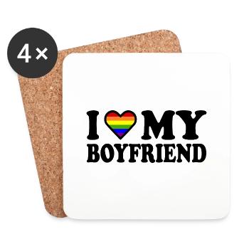 I love my boyfriend - Coasters (set of 4) - white - Front